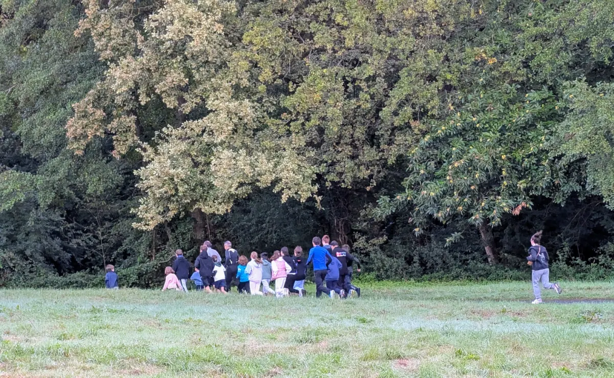 Les judokas courent dans le parc